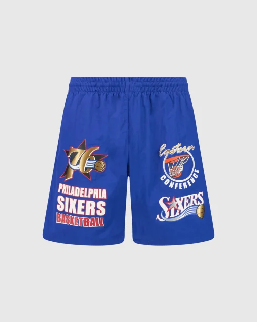 Mitchell&Ness Multi Hit Nylon Shorts Vintage Logo Philadelhia 76ers Blu Uomo