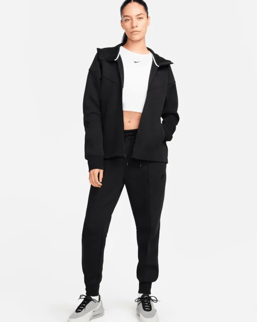Nike Felpa Con Cappuccio Sportswear Tech Fleece Windrunner Full-Zip Nero Donna