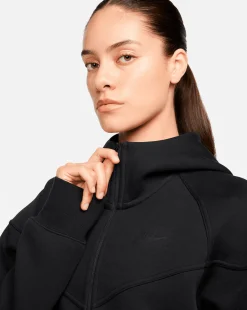 Nike Felpa Con Cappuccio Sportswear Tech Fleece Windrunner Full-Zip Nero Donna