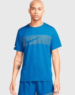 Nike Miler Flash T-Shirt Dri-FIT UV Blu Uomo