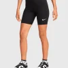 Nike Shorts Modello Ciclista 20 cm a Vita Alta Nero Donna