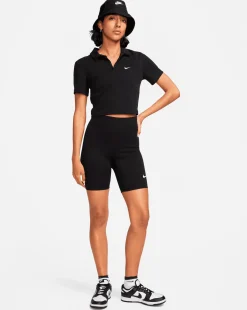 Nike Shorts Modello Ciclista 20 cm a Vita Alta Nero Donna