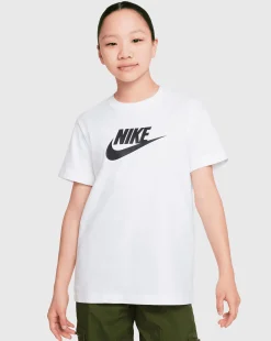 Nike T-Shirt Futura Con Logo Sul Petto Bianco Bambina