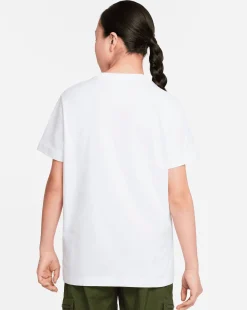 Nike T-Shirt Futura Con Logo Sul Petto Bianco Bambina
