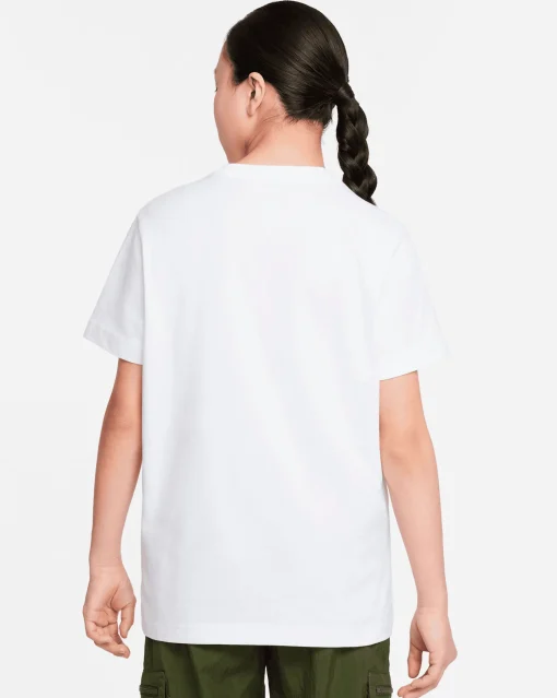Nike T-Shirt Futura Con Logo Sul Petto Bianco Bambina