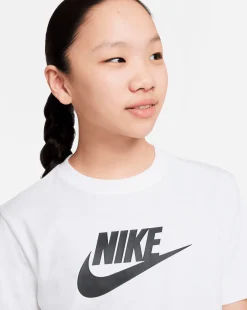 Nike T-Shirt Futura Con Logo Sul Petto Bianco Bambina