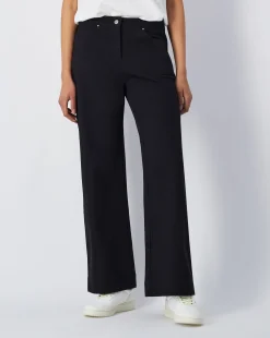 Pantalone 5 Tasche ad Orlo Dritto Script Nero Donna