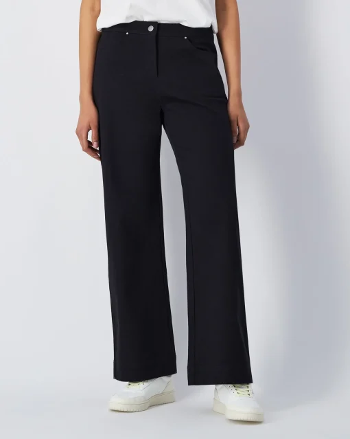 Pantalone 5 Tasche ad Orlo Dritto Script Nero Donna