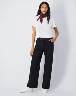 Pantalone 5 Tasche ad Orlo Dritto Script Nero Donna