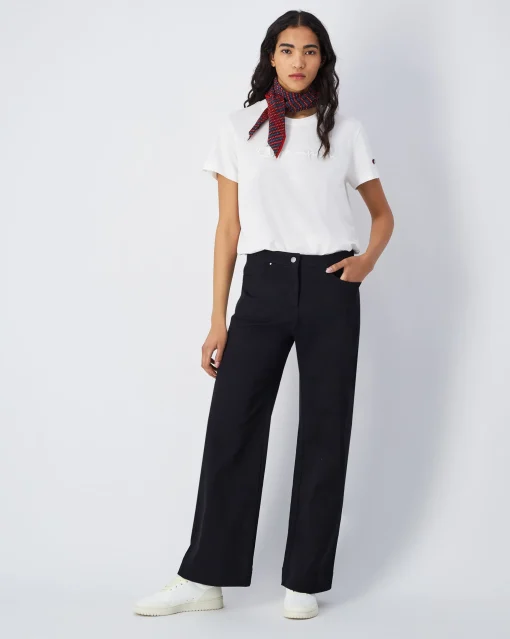 Pantalone 5 Tasche ad Orlo Dritto Script Nero Donna