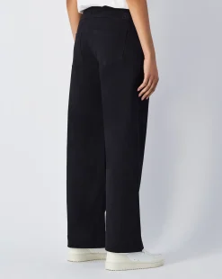 Pantalone 5 Tasche ad Orlo Dritto Script Nero Donna