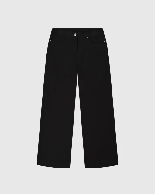 Pantalone 5 Tasche ad Orlo Dritto Script Nero Donna