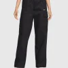 Pantaloni cargo in tessuto a vita media Standard Fit Nero Donna