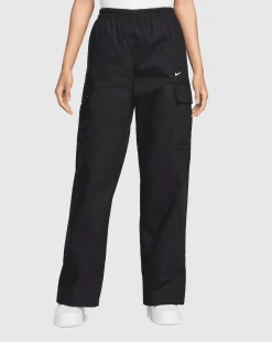 Pantaloni cargo in tessuto a vita media Standard Fit Nero Donna