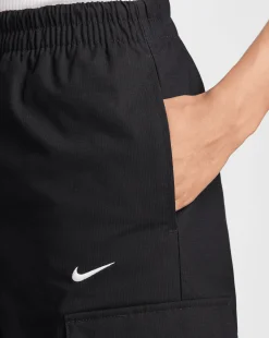 Pantaloni cargo in tessuto a vita media Standard Fit Nero Donna