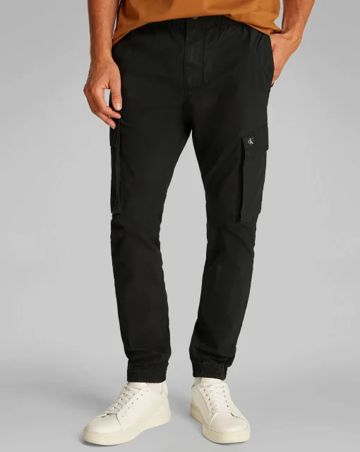 Pantaloni cargo ripstop skinny Nero Uomo