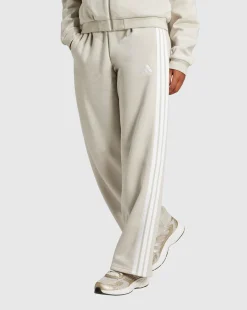 Pantaloni Essentials 3-Stripes Open-Hem French Terry Marrone Donna
