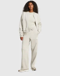 Pantaloni Essentials 3-Stripes Open-Hem French Terry Marrone Donna