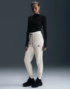 Pantaloni jogger a vita media Tech Fleece Bianco Donna