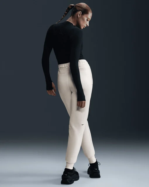 Pantaloni jogger a vita media Tech Fleece Bianco Donna