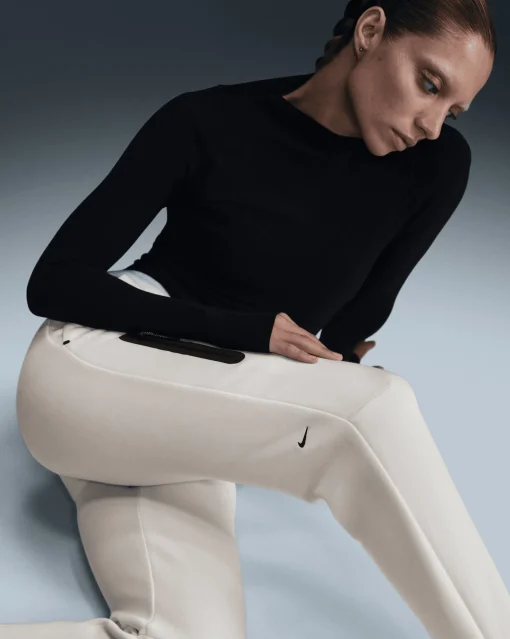 Pantaloni jogger a vita media Tech Fleece Bianco Donna