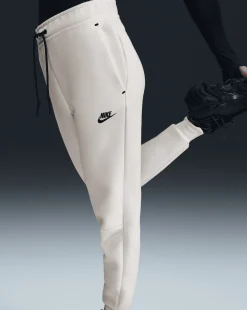 Pantaloni jogger a vita media Tech Fleece Bianco Donna