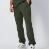Pantaloni joggers in felpa con logo tono su tono Verde Uomo