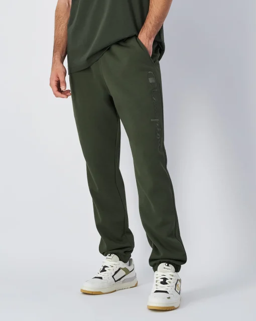 Pantaloni joggers in felpa con logo tono su tono Verde Uomo