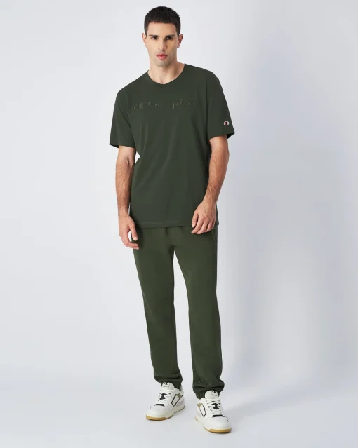 Pantaloni joggers in felpa con logo tono su tono Verde Uomo