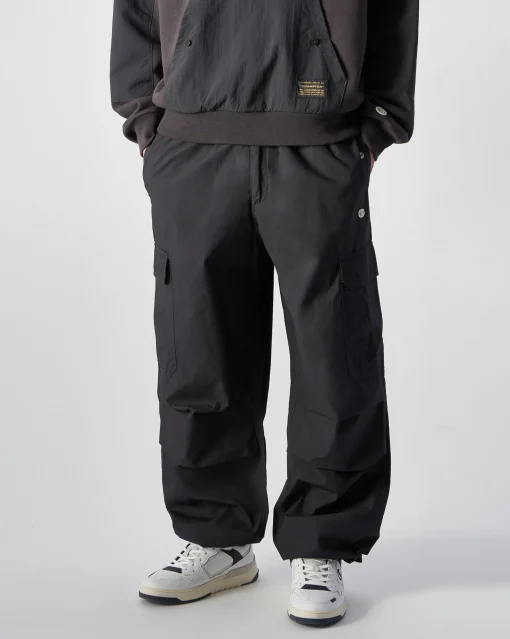 Pantaloni Parachute Cargo Nero Nero Uomo