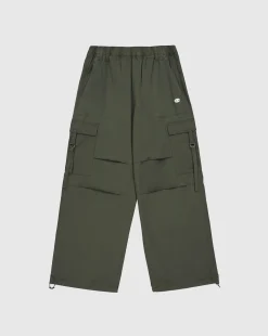 Pantaloni Parachute Cargo Con Tasconi Verde Donna