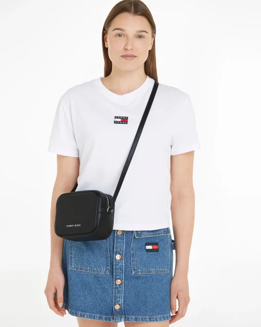 Tommy Hilfiger Borsa Essential con Tracolla e Logo Nero Unisex Adulto