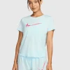 Top da running a manica corta con grafica Dri-FIT Blu Donna
