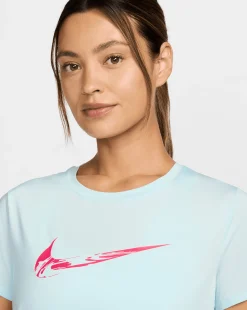 Top da running a manica corta con grafica Dri-FIT Blu Donna