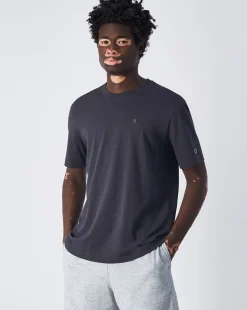 T-shirt a girocollo con logo tono su tono Nero Uomo