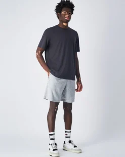 T-shirt a girocollo con logo tono su tono Nero Uomo