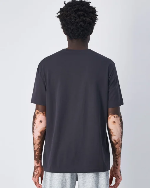 T-shirt a girocollo con logo tono su tono Nero Uomo