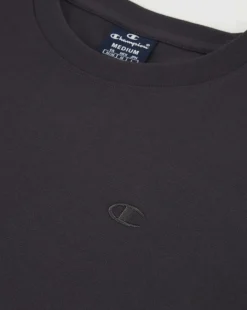 T-shirt a girocollo con logo tono su tono Nero Uomo