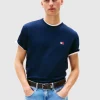 T-Shirt con Distintivo Tommy tono su tono Blu Uomo