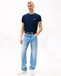 T-Shirt con Distintivo Tommy tono su tono Blu Uomo