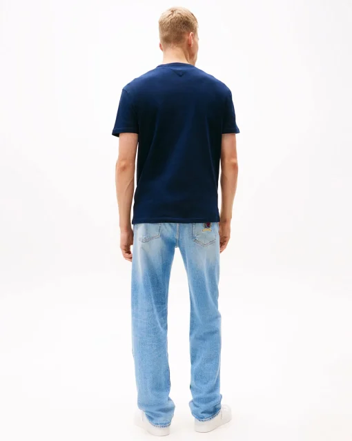 T-Shirt con Distintivo Tommy tono su tono Blu Uomo