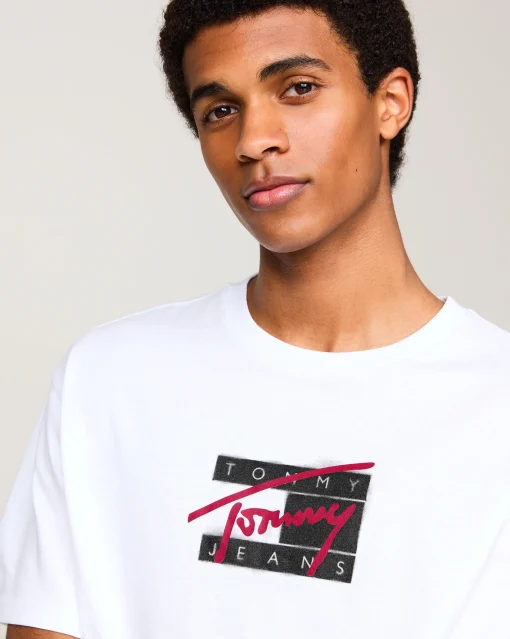 T-Shirt Con Logo Effetto Sbiadito Bianco Uomo