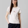 T-Shirt Con Monogramma Slim Bianco Donna