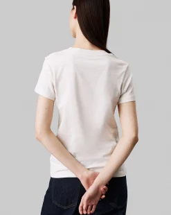 T-Shirt Con Monogramma Slim Bianco Donna