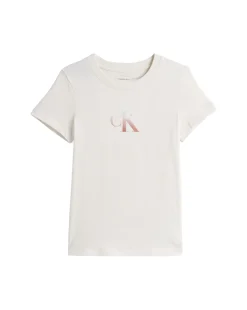 T-Shirt Con Monogramma Slim Bianco Donna