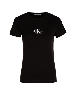T-Shirt Con Monogramma Slim Nero Donna