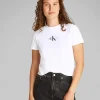 T-Shirt Corta Con Monogramma Bianco Donna