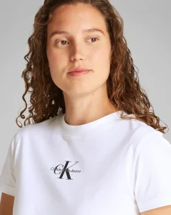 T-Shirt Corta Con Monogramma Bianco Donna
