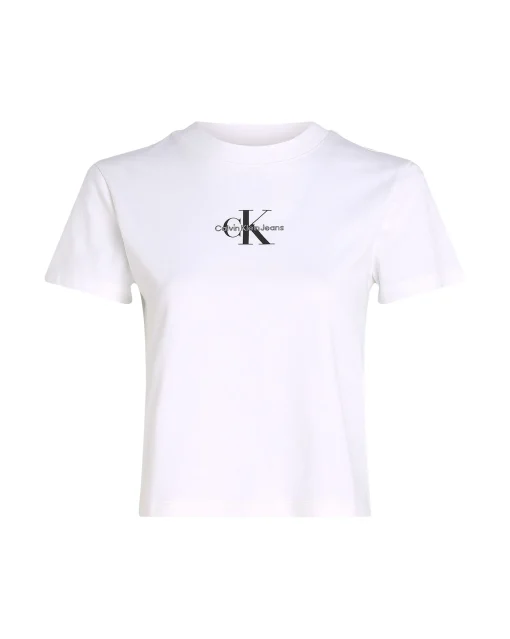 T-Shirt Corta Con Monogramma Bianco Donna