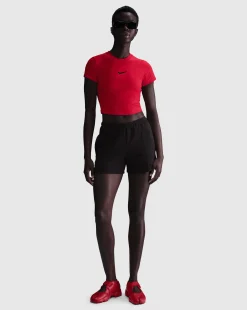 T-shirt corta slim fit Chill Knit Rosso Donna